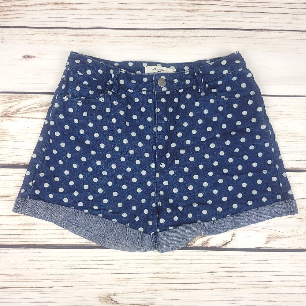 Daphnea Paris high waist blue polka dot shorts Sm